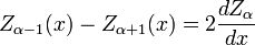 Z_{\alpha-1}(x) - Z_{\alpha+1}(x) = 2\frac{dZ_\alpha}{dx}