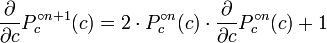 \frac{\partial}{\partial{c}} P_c^{\circ n+1}(c) = 2\cdot{}P_c^{\circ n}(c)\cdot\frac{\partial}{\partial{c}} P_c^{\circ n}(c) + 1