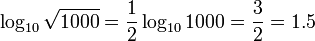  \log_{10} \sqrt{1000} = \frac{1}{2}\log_{10} 1000 = \frac{3}{2} = 1.5 