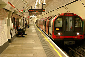 London Underground tube train at Lancaster Gate