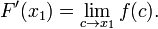 F'(x_1) = \lim_{c \to x_1} f(c).
