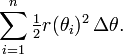 \sum_{i=1}^n \tfrac12r(\theta_i)^2\,\Delta\theta.