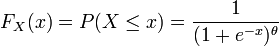  F_{X}(x) = P(X \leq x) = \frac{1}{(1 + e^{-x})^{\theta}}