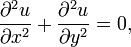  \frac{\part^2 u}{\partial x^2} + \frac{\part^2 u}{\partial y^2}=0,\, 