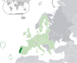 Location of  Portugal  (dark green)– in Europe  (green & dark grey)– in the European Union  (green)  —  [Legend]